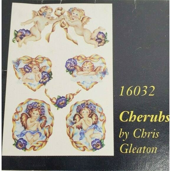 Cherub Angels Decoupage Hand painted Prints by Chris Gleaton Vintage 90s 16032 - Picture 1 of 7